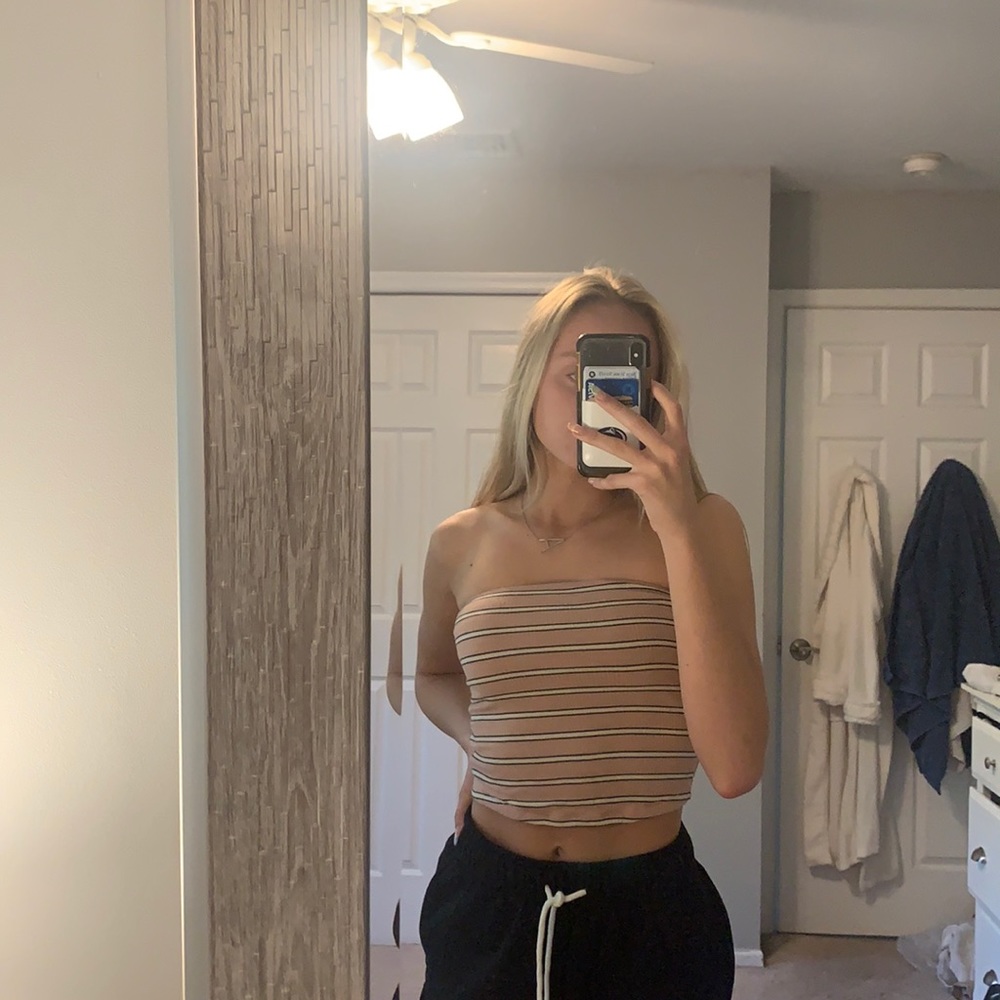 Pink stripped tube top